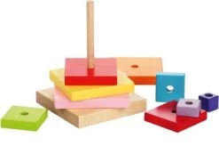 Pyramid Holzbausteine In 9 Verschiedenen Farben-9 Teilig -Kinderspielzeugladen 13236338 03