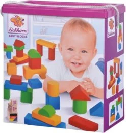 Eichhorn Holzbausteine Baby Bunt, 50 Stück