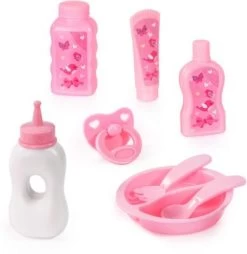 BAYER Puppen-Zubehör Set, Grau - Puppenbett, Wickeltasche, Schlafsack, Fütterset -Kinderspielzeugladen 16654681 05