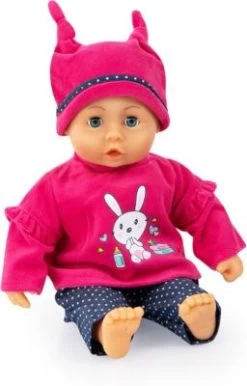 BAYER Kleider Für Puppen 33-38 Cm: 3-tlg. Set - Hose, Oberteil, Mütze, Pink/dunkelblau -Kinderspielzeugladen 16933546 03