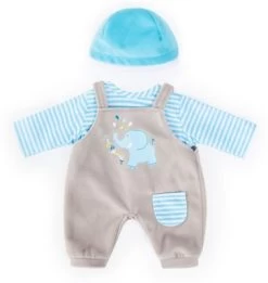 BAYER Kleider Für Puppen 40-46 Cm: 3-tlg. - Latzhose, Oberteil, Mütze, Blau/grau