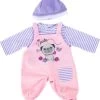 BAYER Kleider Für Puppen 33-38 Cm: 3-tlg. - Latzhose, Oberteil, Mütze, Rosa/lila