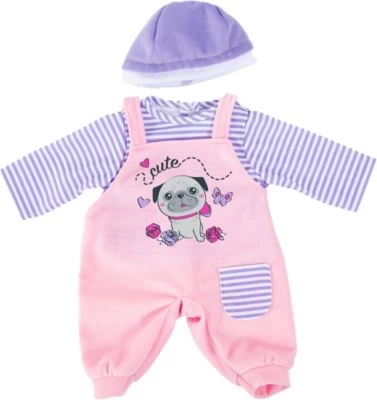 BAYER Kleider Für Puppen 33-38 Cm: 3-tlg. - Latzhose, Oberteil, Mütze, Rosa/lila 3 BAYER Kleider Für Puppen 33-38 Cm: 3-tlg. - Latzhose, Oberteil, Mütze, Rosa/lila