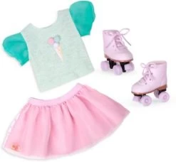 Our Generation Outfit Mit T-Shirt, Tüllrock Und Rollschuhen Für 46 Cm Puppen