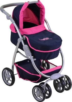 KNORRTOYS.COM Kombi-Puppenwagen Coco - Flying Hearts Blue Pink 4 KNORRTOYS.COM Kombi-Puppenwagen Coco - Flying Hearts Blue Pink – Bild 2