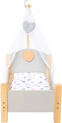 MyToys ORIGINALS Holz Puppenbett, Grau Mit Bettwäsche 6 MyToys ORIGINALS Holz Puppenbett, Grau Mit Bettwäsche – Bild 4