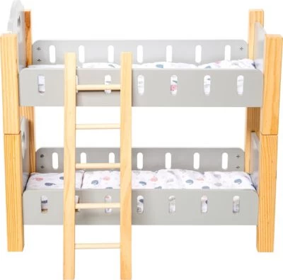 MyToys ORIGINALS Holz Puppenetagenbett, Grau Mit Bettwäsche 6 MyToys ORIGINALS Holz Puppenetagenbett, Grau Mit Bettwäsche – Bild 4