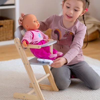 MyToys ORIGINALS Holz Puppenhochstuhl, Grau 4 MyToys ORIGINALS Holz Puppenhochstuhl, Grau – Bild 2