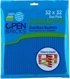 Stapelbare Bauplatte (25,5 X 25,5 Cm, 32 X 32 Noppen), Blau, 2er Set