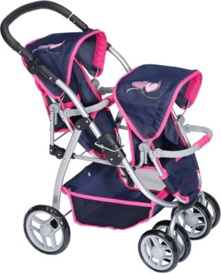KNORRTOYS.COM Zwillingspuppenwagen Milo - Flying Hearts Blue Pink 4 KNORRTOYS.COM Zwillingspuppenwagen Milo - Flying Hearts Blue Pink – Bild 2