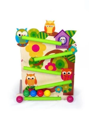 HESS Holzspielzeug Kugelbahn Mit Eulen 3 HESS Holzspielzeug Kugelbahn Mit Eulen