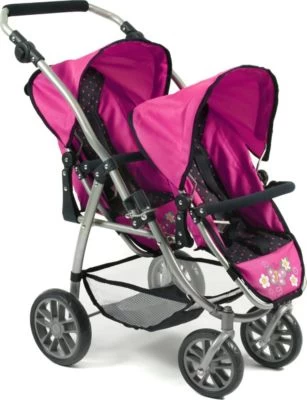 CHIC 2000 Tandem-Buggy Puppenzwillingswagen VARIO, Dots Navy-Pink 3 CHIC 2000 Tandem-Buggy Puppenzwillingswagen VARIO, Dots Navy-Pink