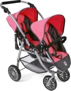 CHIC 2000 Tandem-Buggy Puppenzwillingswagen VARIO, Melange Anthrazit-pink