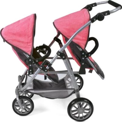 CHIC 2000 Tandem-Buggy Puppenzwillingswagen VARIO, Melange Anthrazit-pink 7 CHIC 2000 Tandem-Buggy Puppenzwillingswagen VARIO, Melange Anthrazit-pink – Bild 5