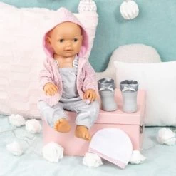 BAYER Puppenkleidung 38-42 Cm, Regenoutfit Rosa/grau -Kinderspielzeugladen 25569432 06
