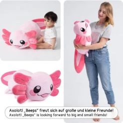 Corimori® Großes XXL 85cm Kuscheltier Plüschtier Stofftier Plüschie Kissen Axolotl Axelotl "Beeps" (rosa) -Kinderspielzeugladen 26237875 04