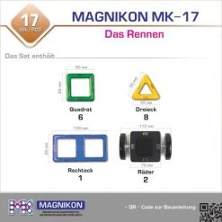 MAGNIKON Magnetische Bausteine “Das Rennen” - Magnetbau-Set 17-teilig, Magnetbausteine, Ideal Als Konstruktionsspielzeug Zur Förderung Von Kreativität & Motorik, Spielzeug Für Kinder Ab 3 Jahre -Kinderspielzeugladen 26578559 06