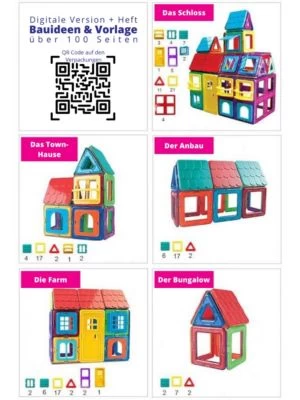 MAGNIKON Magnetische Bausteine MK-84, Magnetbau-Set "Das Schloss", 84-Teilig, Standardgröße, Konstruktion Blöcke 7 MAGNIKON Magnetische Bausteine MK-84, Magnetbau-Set "Das Schloss", 84-Teilig, Standardgröße, Konstruktion Blöcke – Bild 5