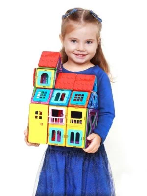 MAGNIKON Magnetische Bausteine MK-84, Magnetbau-Set "Das Schloss", 84-Teilig, Standardgröße, Konstruktion Blöcke 8 MAGNIKON Magnetische Bausteine MK-84, Magnetbau-Set "Das Schloss", 84-Teilig, Standardgröße, Konstruktion Blöcke – Bild 6