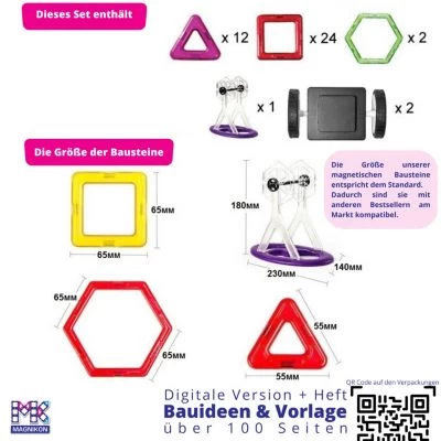 MAGNIKON Magnetische Bausteine, Magnetbau-Set "Das Weltall", 48-Teilig, Standardgröße 4 MAGNIKON Magnetische Bausteine, Magnetbau-Set "Das Weltall", 48-Teilig, Standardgröße – Bild 2