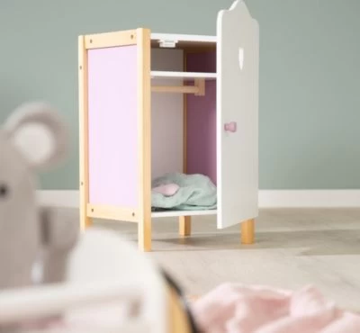Roba Puppenkleiderschrank Scarlett Zum Verstauen Von Puppenkleidung Und Zubehör, Weiß Lackiert 4 Roba Puppenkleiderschrank Scarlett Zum Verstauen Von Puppenkleidung Und Zubehör, Weiß Lackiert – Bild 2