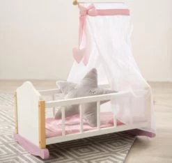 Roba Puppenwiege Aus Puppenmöbel Serie Scarlett Inkl. Textiler Ausstattung, Weiß Lackiert -Kinderspielzeugladen 27199104 03
