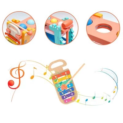 BeebeeRun® 3 In 1 Kugelbahn & Xylophon & Klopfbank Giraffe Holzspielzeug 7 BeebeeRun® 3 In 1 Kugelbahn & Xylophon & Klopfbank Giraffe Holzspielzeug – Bild 5