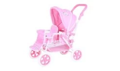 KNORR Toys Zwillingspuppenwagen Big Twin - "Princess White Rose"