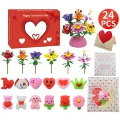 Vicabo Squishy Spielzeug Und Bausteine Blumen Mit Geburtstagskarte Valentinstag Geschenk Konstruktionsspielzeug Für Kinder