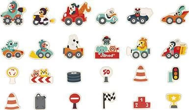 Janod Magneten ,,Rennwagen" 24 Stück 3 Janod Magneten ,,Rennwagen" 24 Stück