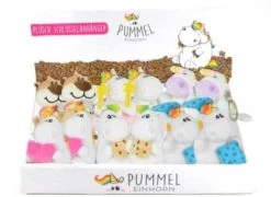 United Labels 12 Stück Pummel Und Friends Schlüsselanhänger Display - 7 Cm Plüschtier Pummeleinhorn, Pummelfee, Zebrasus Und Buddy Mit Rocky Plüschanhänger