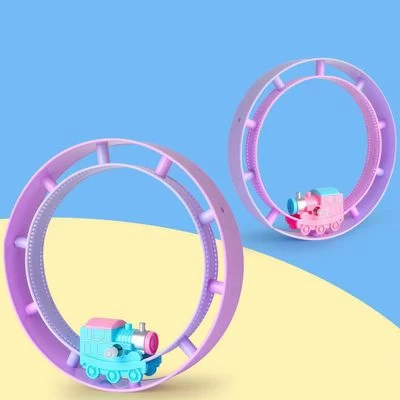 Syntek Aufziehbarer Cartoon-Spielzeugtriebwagen Purzelbahn Rundschienenzug Kinder 4 Syntek Aufziehbarer Cartoon-Spielzeugtriebwagen Purzelbahn Rundschienenzug Kinder – Bild 2