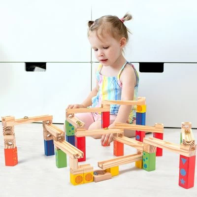 Decome Kugelbahn Murmelrutsche Bausteine Lernspielzeug Aus Holz Für Kinder 4 Decome Kugelbahn Murmelrutsche Bausteine Lernspielzeug Aus Holz Für Kinder – Bild 2