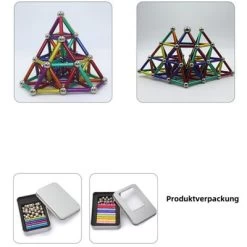 Syntek Bunte Magnetstäbchen Magnetischer Stab Magnetisches Puzzle Metall Magnet Bauklotz Eisenbox Set -Kinderspielzeugladen 30790649 04