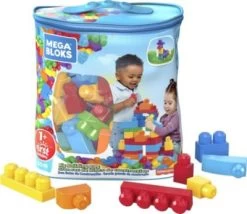Mega Bloks Bausteine-Beutel Bunt (60 Teile), Steck-Bausteine Kinder, Bauklötze